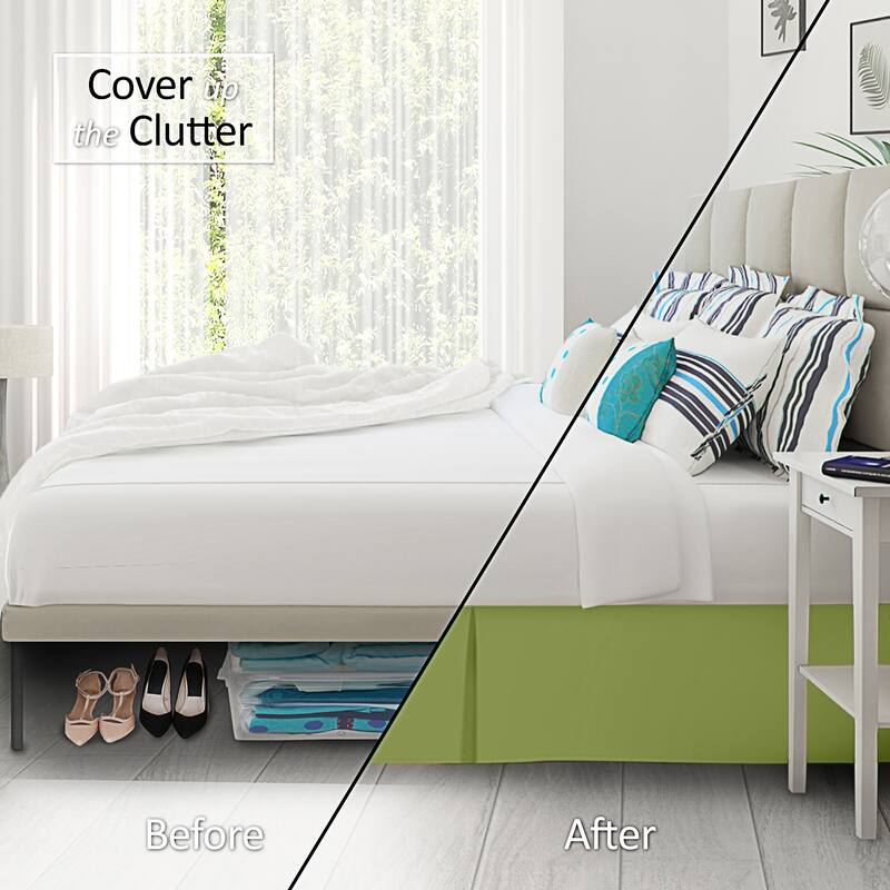 Clara Clark Pleated Bed Skirt-14 inch Tailored Drop - Soft Double Brushed Premium Microfiber Ruffle Bed Skirt - Includes 8 Pins