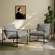 preview thumbnail 31 of 47, Modern Metal Frame Upholstered Sling Accent Armchair Set of 2 Light Grey