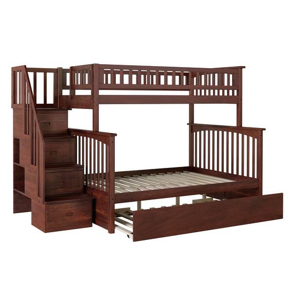 Columbia Staircase Bunk Bed Twin over Full with Twin Size Urban Trundle