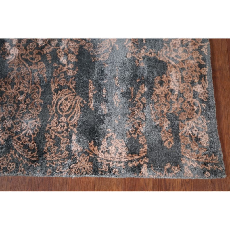 Abstract Indian Area Rug Handmade Contemporary Wool Carpet - 6'1"x 9'1"