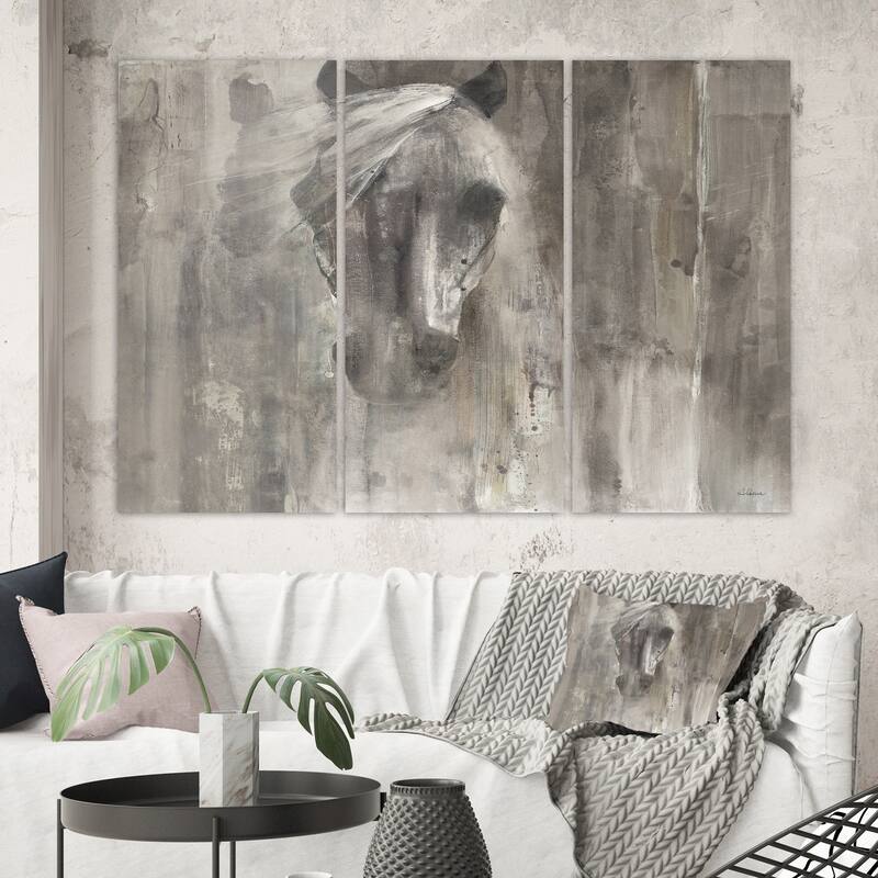 Designart "Farmhouse Horse" Modern Farmhouse Canvas Artwork Print