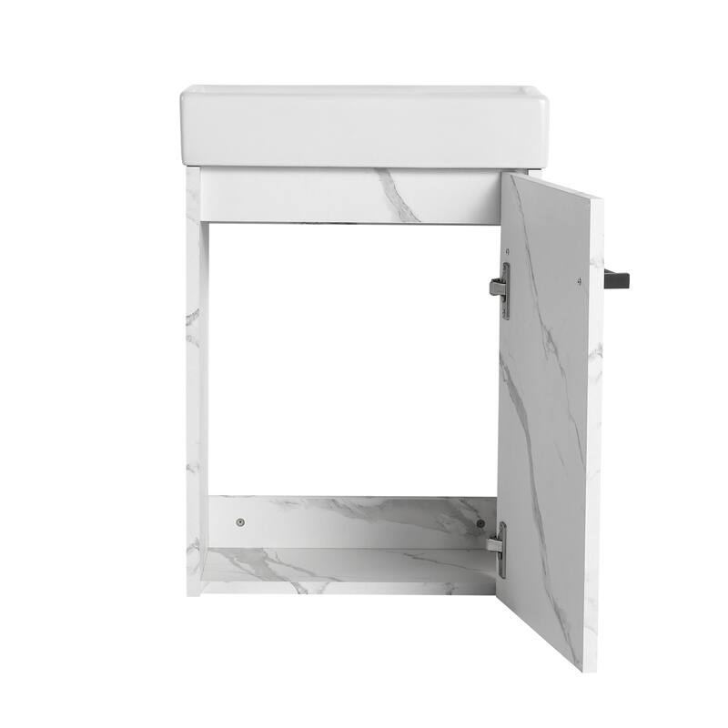 Bathroom Vanity With Sink In 16/18 Inch, Floating Bathroom Vanity With Soft Close Door