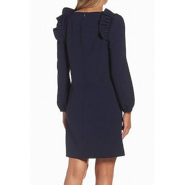 Shop Chelsea28 Navy Women S Ruffle Shoulder Shift Dress