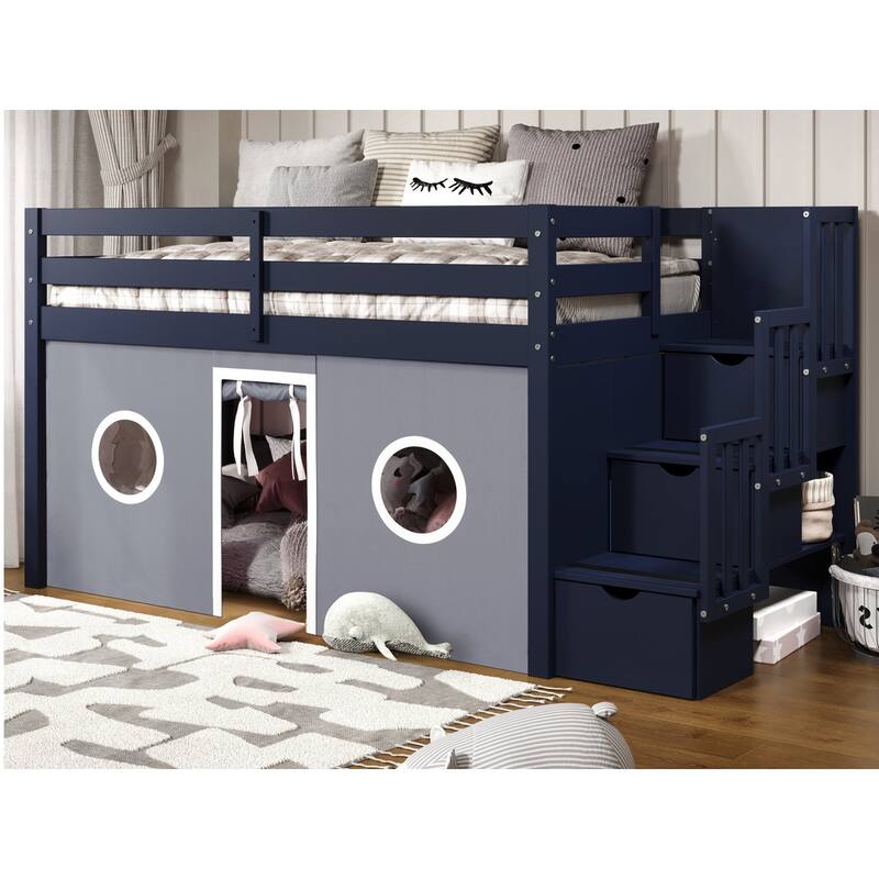 Taylor & Olive Trillium Low Loft Twin Bed with 3 Step-Stairway