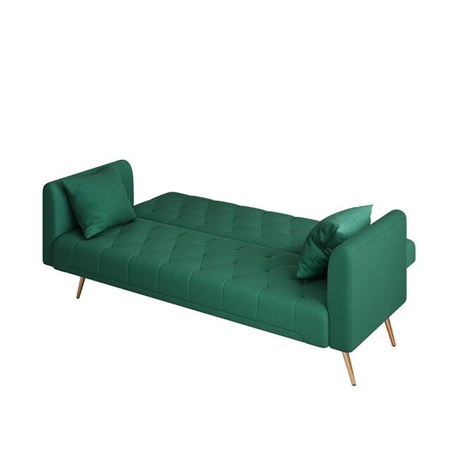 71" Velvet Green Gray Double Sofa Bed