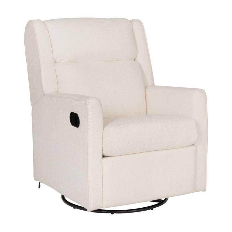Manual Rocking Recliner-270° Swivel and USB/USB-C Charging Ports - Off-White Boucle