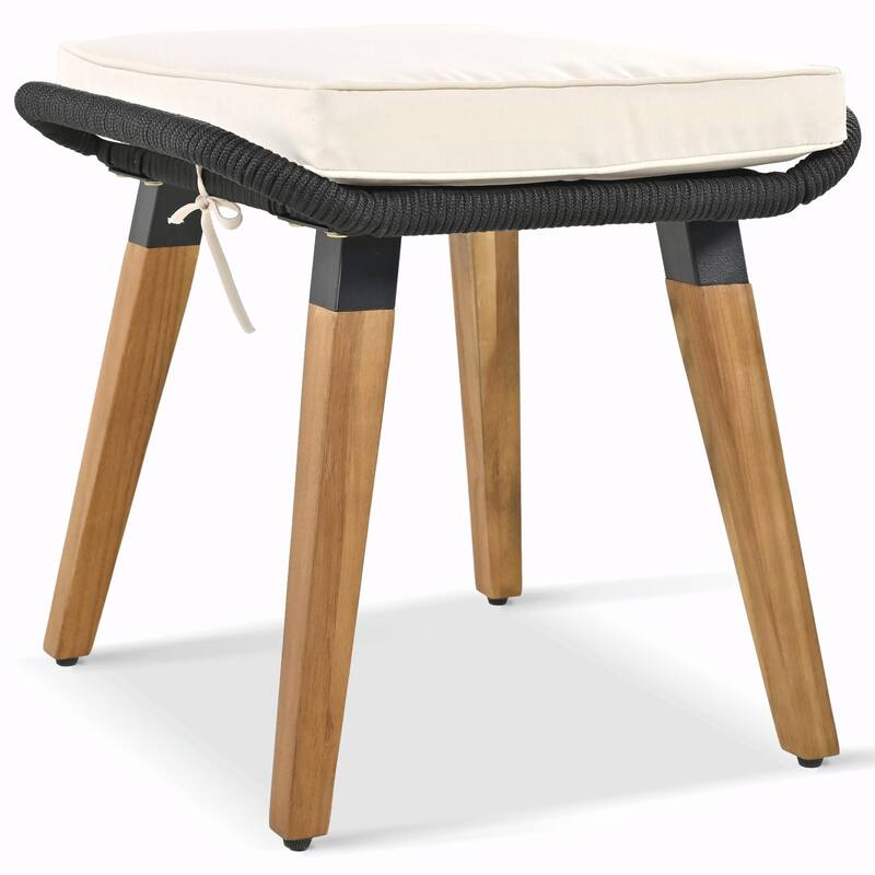 6-Piece Rope Patio Furniture Set with Acacia Wood Cool Bar Table