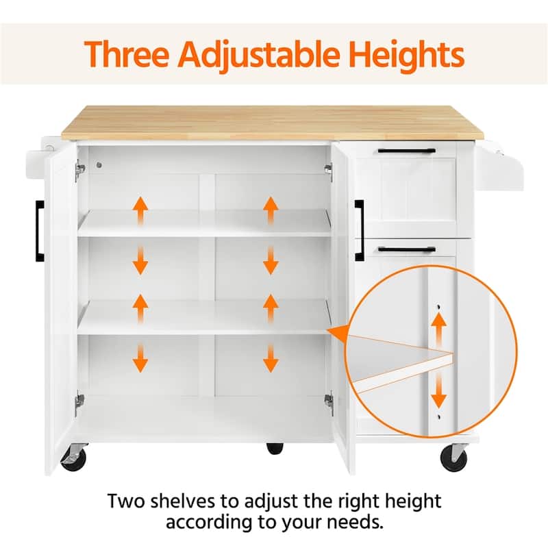 Yaheetech Rolling Kitchen Island Cart with Storage Cabinet and Drawers - N/A