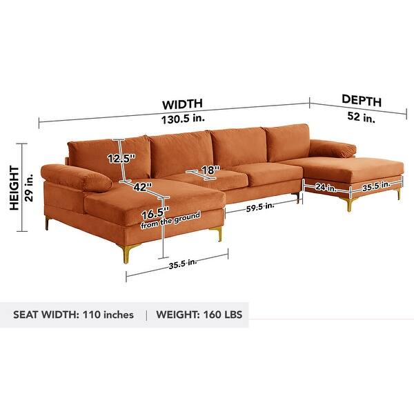 Modern Xl Velvet Upholstery U Shaped Sectional Sofa On Sale Overstock 28156967