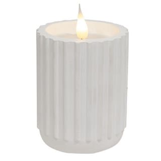 Solid White Ceramic Fluted Pottery LED Candle - Bed Bath & Beyond ...