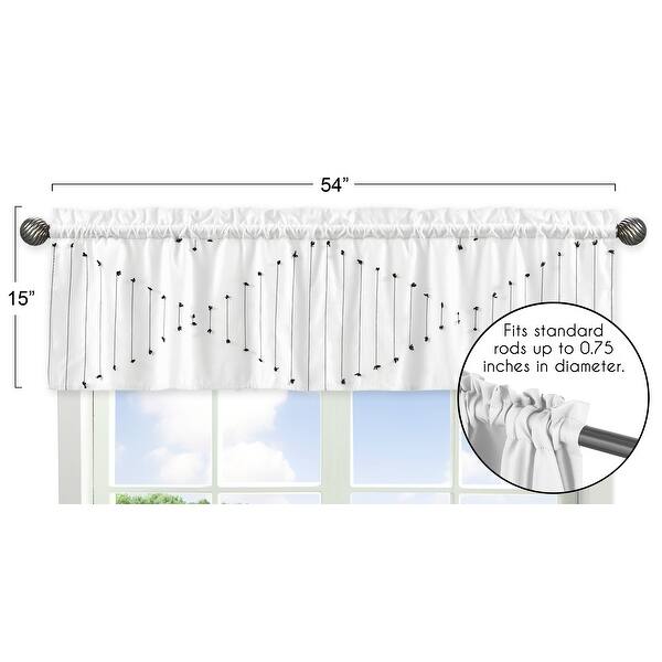 Sweet Jojo Designs Black and White Boho Stitch Unisex Window Curtain Valance Farmhouse Bohemian Southwestern Minimalist Ivory