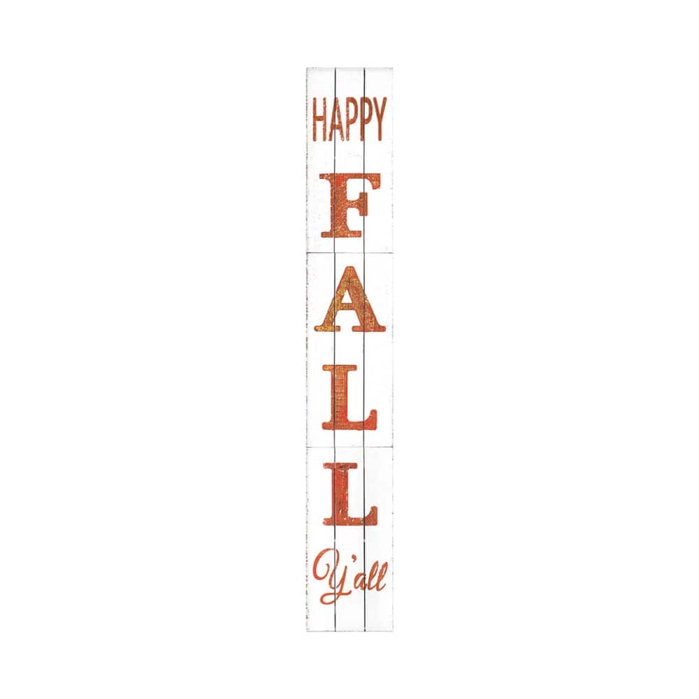HomeRoots 72" White And Orange Solid Wood Happy Fall Porch Sign