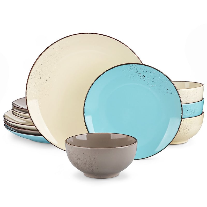 vancasso NAVIA Sesame Glaze 12-Piece Stoneware Dinnerware Set - Nature