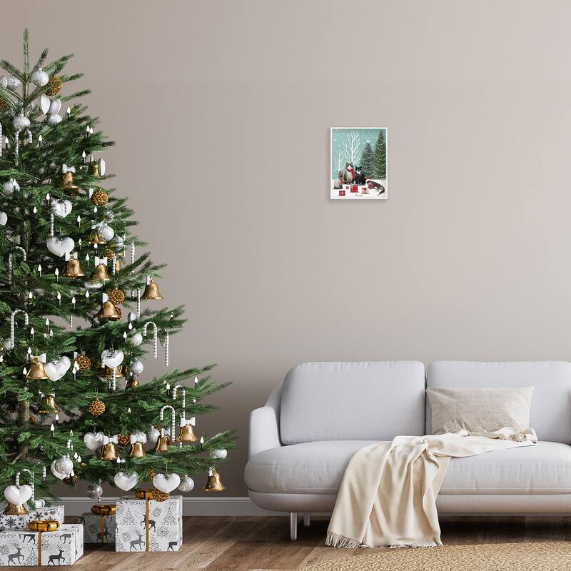 Stupell Festive Winter Cats Scene Framed Giclee Art Design By Elizabeth Tyndall