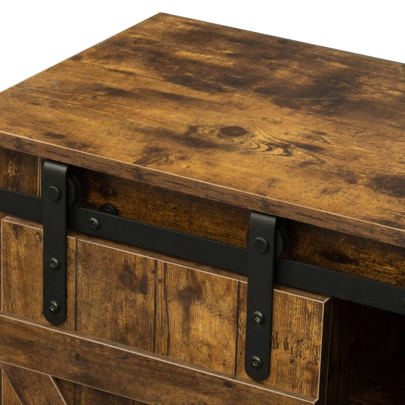 54" Farmhouse Sliding Barn Door TV Stand - 54 inches in width