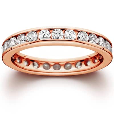 1 1/2ct Channel Set Diamond Eternity Ring Rose Gold