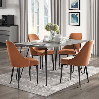 Modern 5-Piece Dining Set in Wood Finish with Metal Frame Stylish