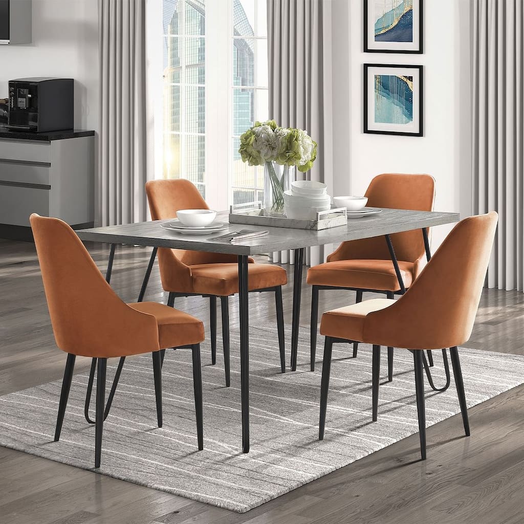 Modern 5-Piece Dining Set in Wood Finish with Metal Frame Stylish