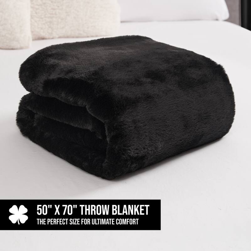 Lucky Brand Solid Synthetic Fur Rabbit 50" x 70" Throw Blanket
