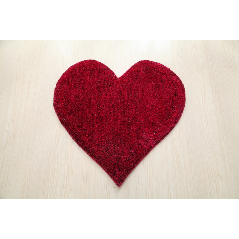 Hearts Collection Hand Woven Shag Area Rug - 24" x 24" - Magenta