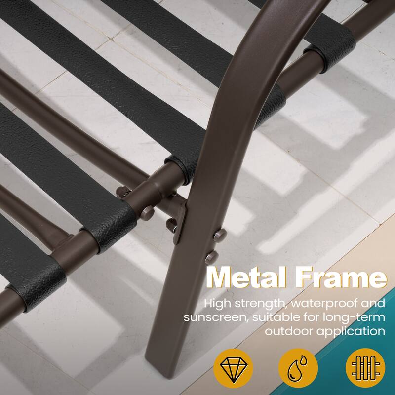 VredHom Outdoor Adjustable Chaise Lounge with Cushion and Pillow (Set of 2) - Set of 2