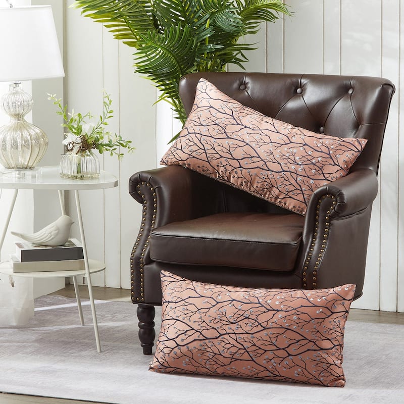 Jacquard Lumber Pillow Shell 2 Piece Set, 14" x 26", Branch, NO INSERT