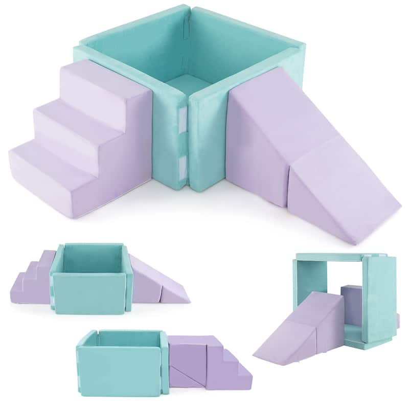 Gymax 3-in-1 Foam Climbing Blocks for Toddlers w/ Ball Pit for