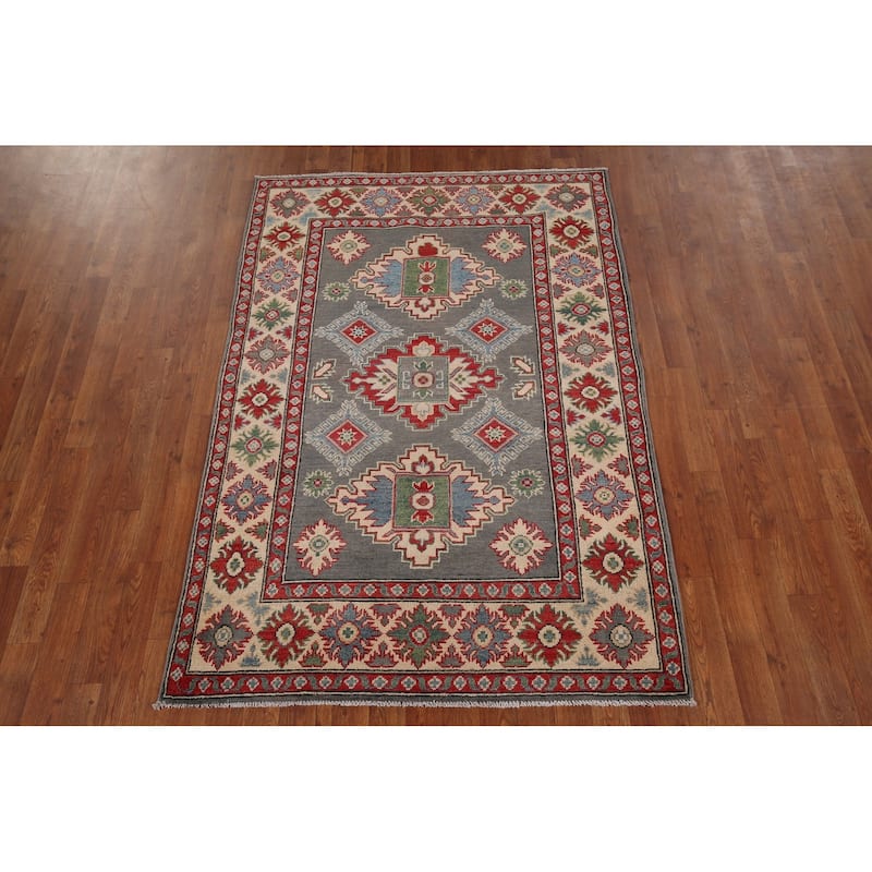 Traditional Kazak Foyer Rug Handmade Wool Carpet - 4'0" x 5'11"