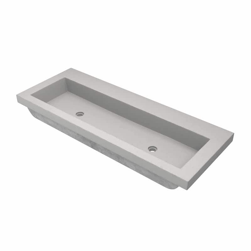 Trough 48-inch NativeStone Drop-in Double Bathroom Sink - 48" x 19" x 5" - Ash - No Faucet Holes