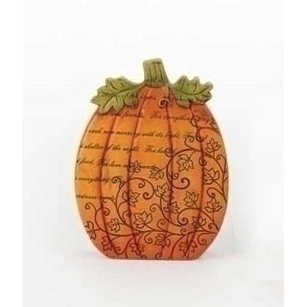 6.75" Thanksgiving Autumn Harvest Orange Pumpkin Decoration with Inspirational Verse - N/A