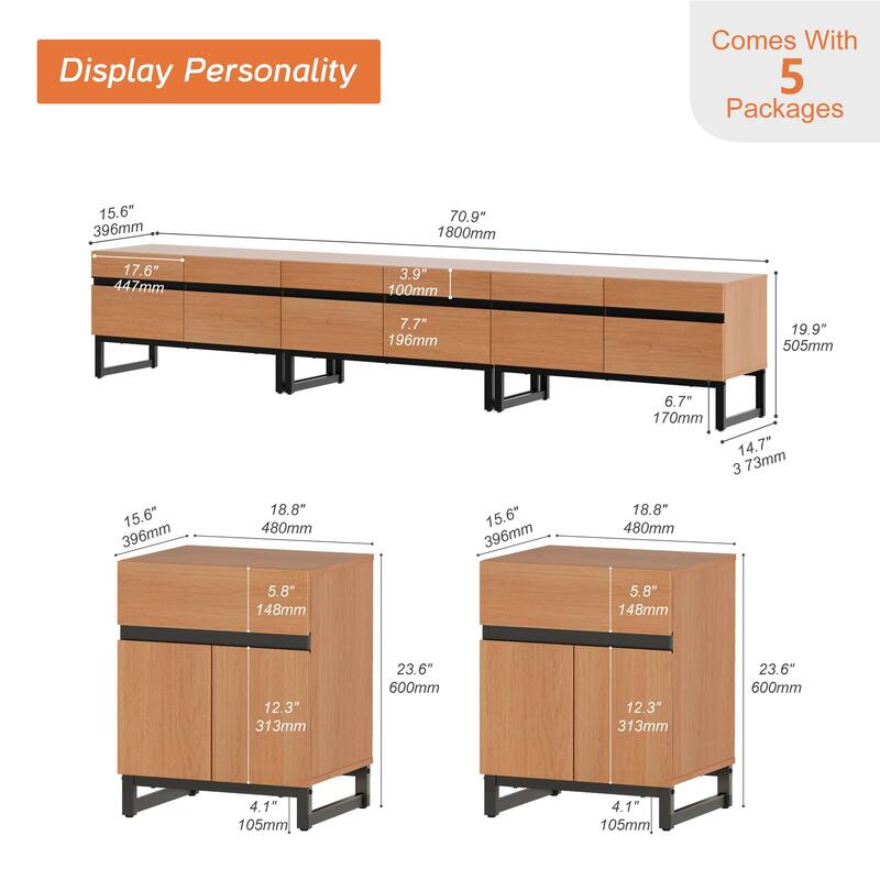 WAMPAT TV Stand and End Table Set of 3