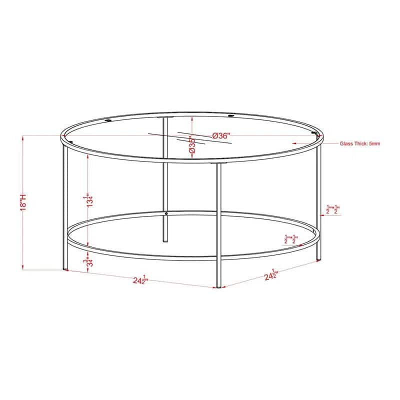 Llewellyn Contemporary 36-inch Glass Top Round Coffee Table by Furniture of America