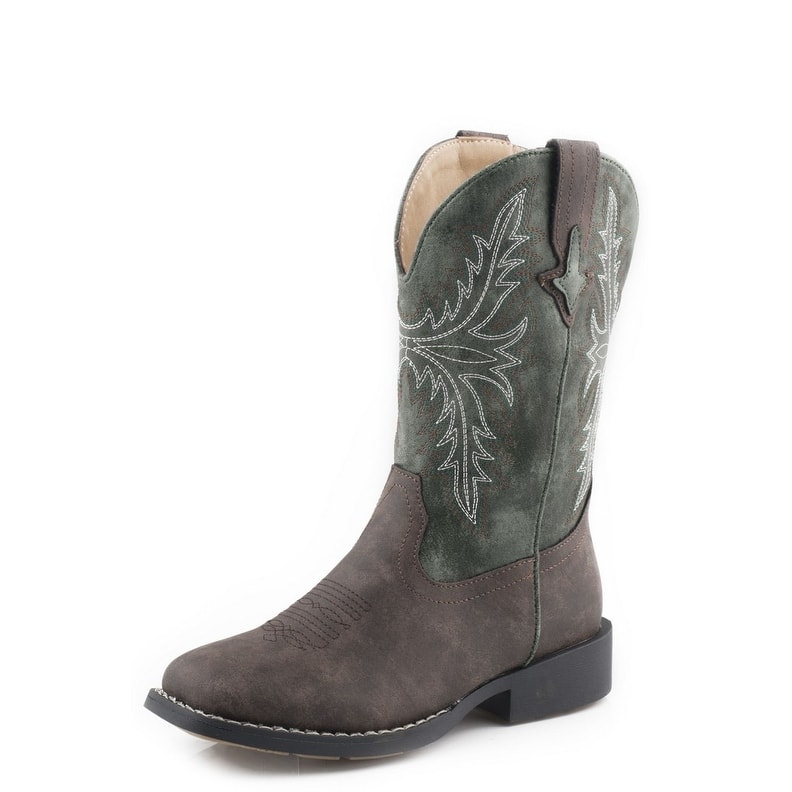 Roper Western Boots Boys Jed Stitch Pull On Brown 09-018-1224-2991 BR