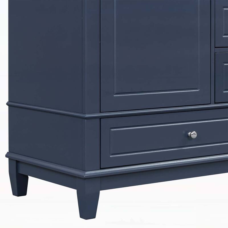 Freestanding Vanity Set with Shelf and Three Drawers,Soft Close Door
