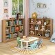 preview thumbnail 6 of 21, 41 inches Wooden Toy Storage Organizer with 10 Cubes for Classroom Daycare Nursery Kindergarten - 55" x 9.5" x 41" (L x W x H)