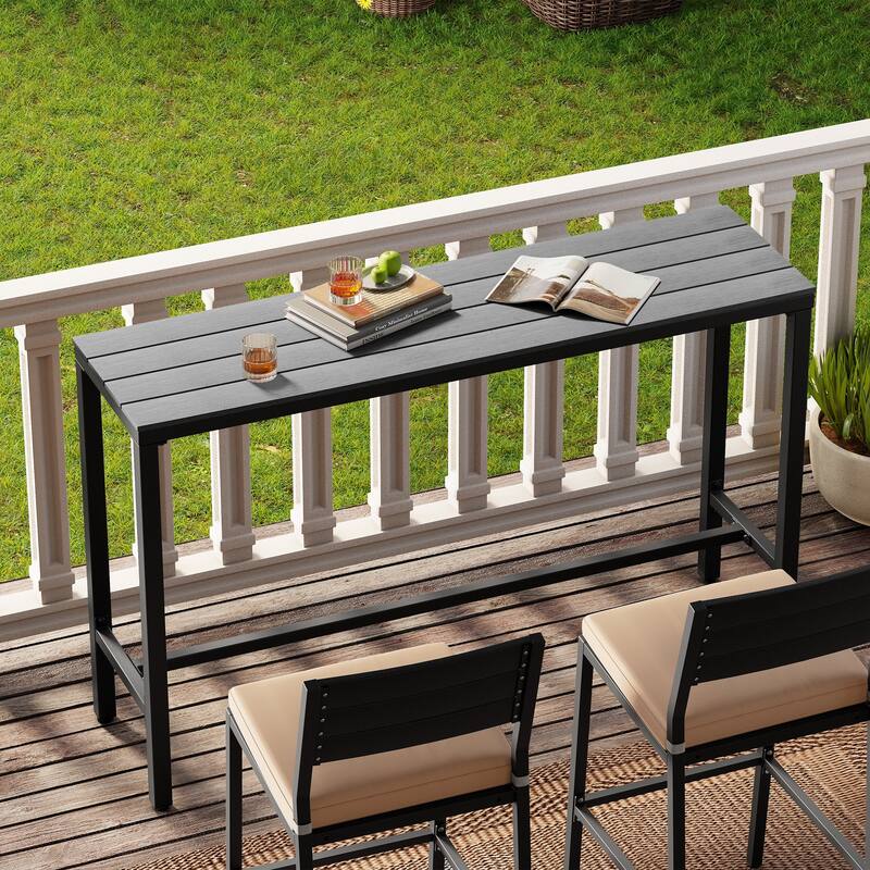 Crestlive Products Patio Outdoor Bar Table Rectangle Pub Table - Grey - 55.12 inches long