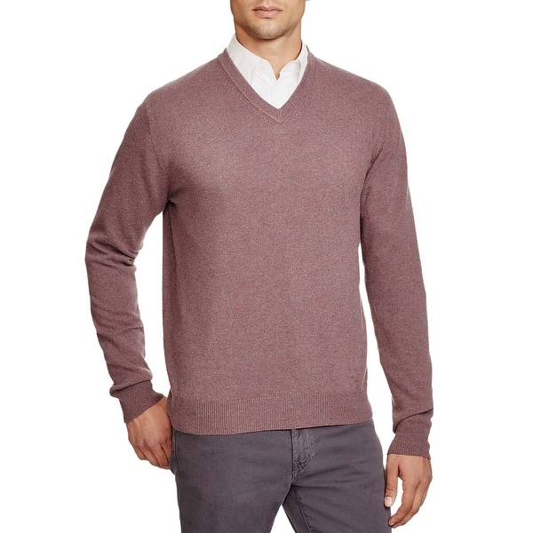 Shop Bloomingdales Mens 2-Ply Cashmere V-Neck Sweater X-Large XL Cardinal Melange - Free ...