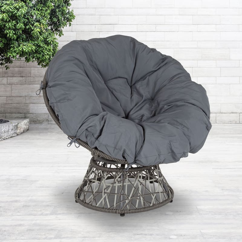 Papasan Swivel Patio Lounge Chair - Grey
