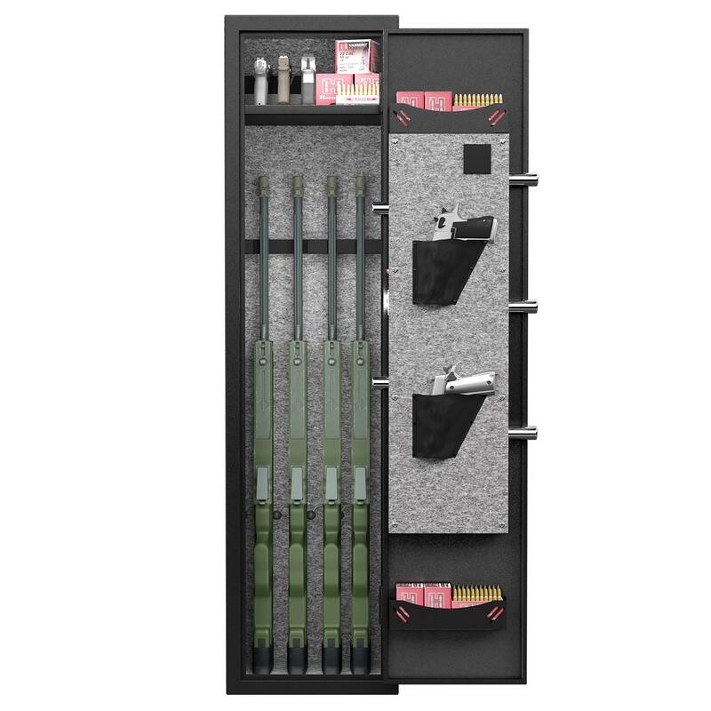 3-4 Gun Safe for Rifles and Pistols,Quick Access Password Gun Safe, Security Metal Rifle Safe Locker with Removable Shelf