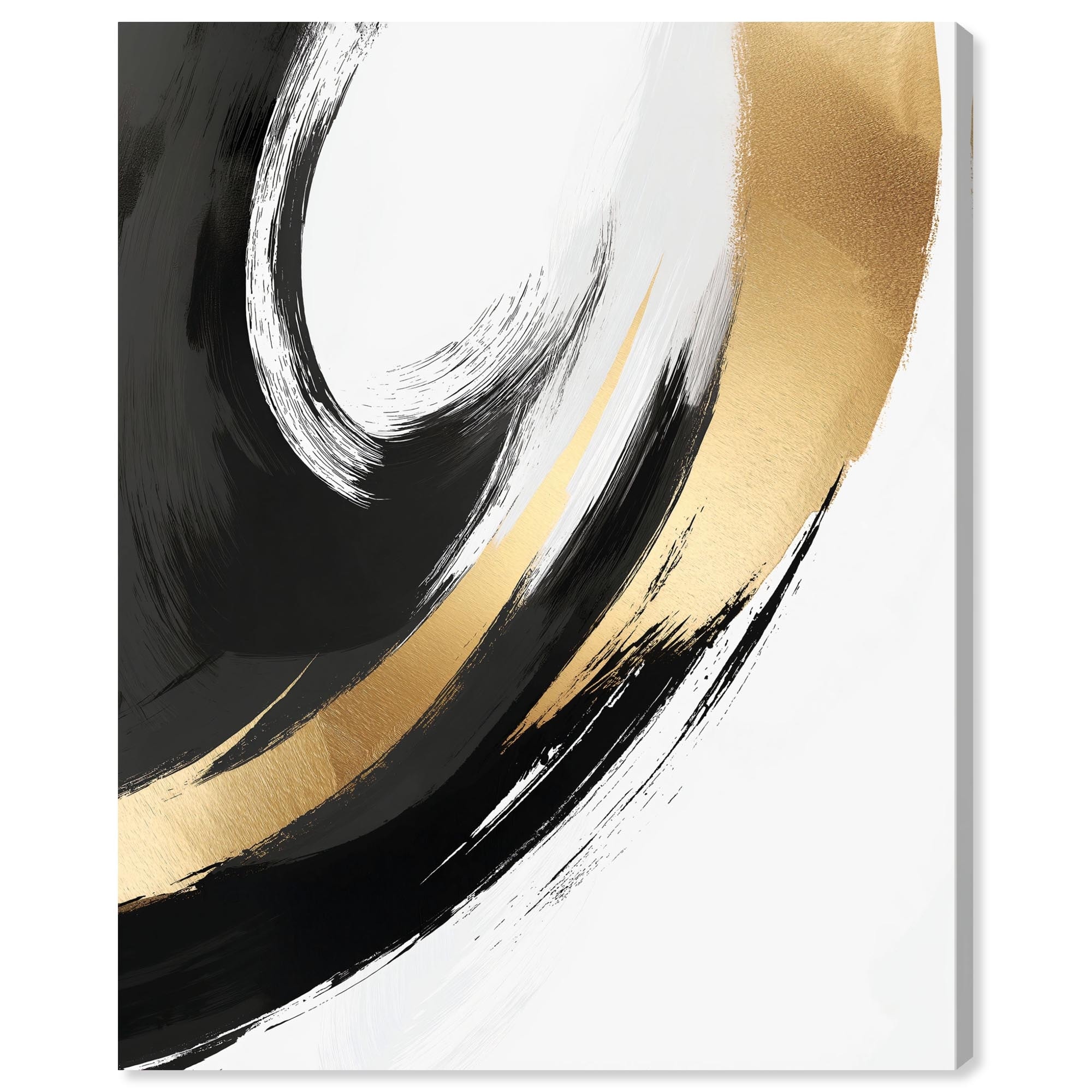 Golden Swirl I Black Gold Decor Canvas Print by Art Remedy