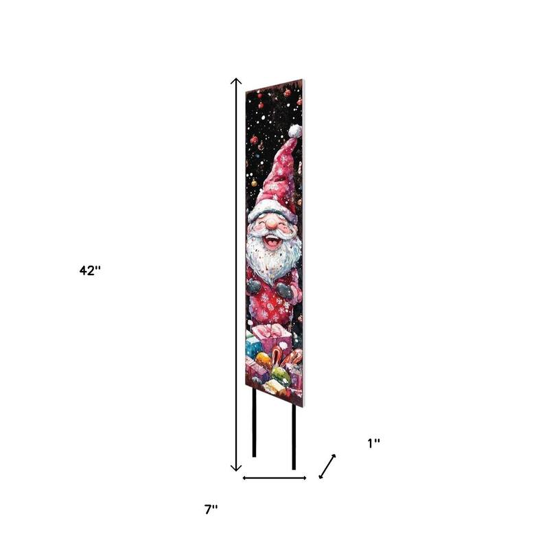 HomeRoots 42" Black White And Red Solid Wood Christmas Santa Garden Stake