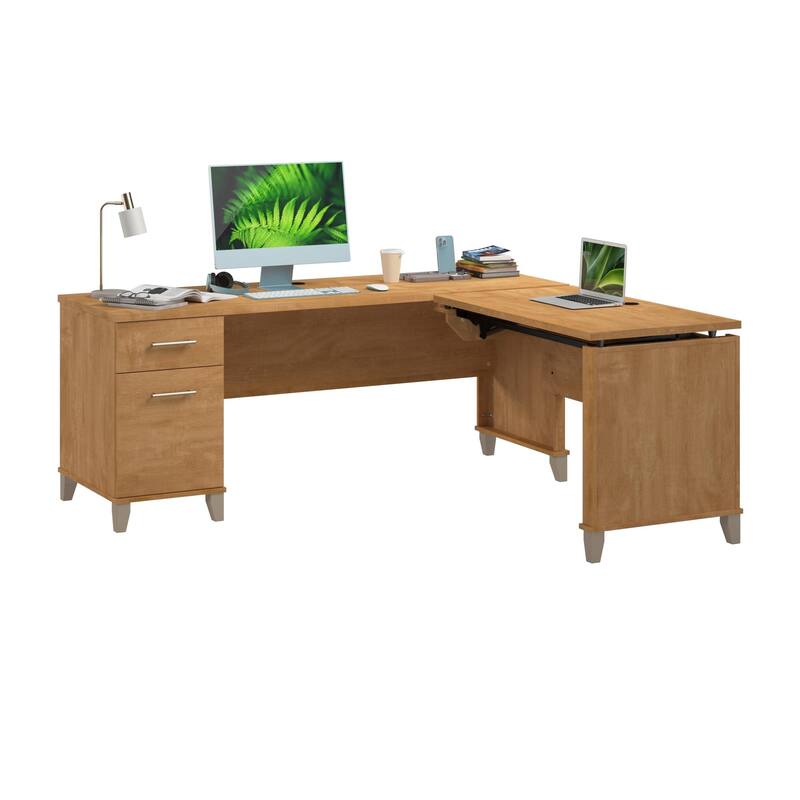 Somerset 72W 3 Position Sit to Stand L Shaped Desk by Bush Furniture - Maple Cross