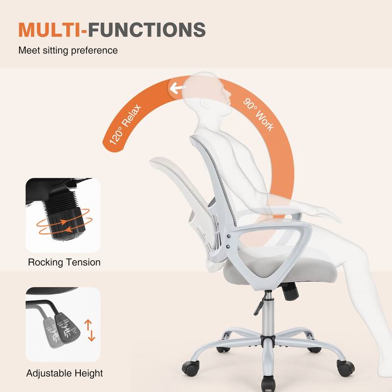 Ergonomic Mid-Back Mesh Office Chair Computer Desk Swivel Rolling Chair with Wheels for Home Office - 18.5"D x 20.08"W x 41.4"H