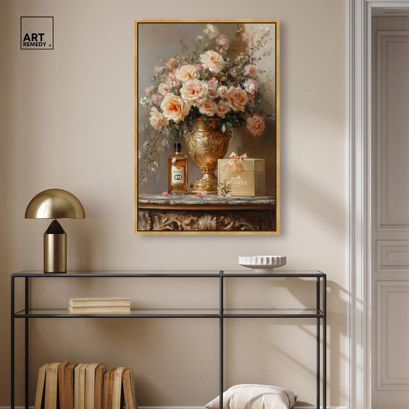Classical Vase Tans and Floral Canvas by Art Remedy