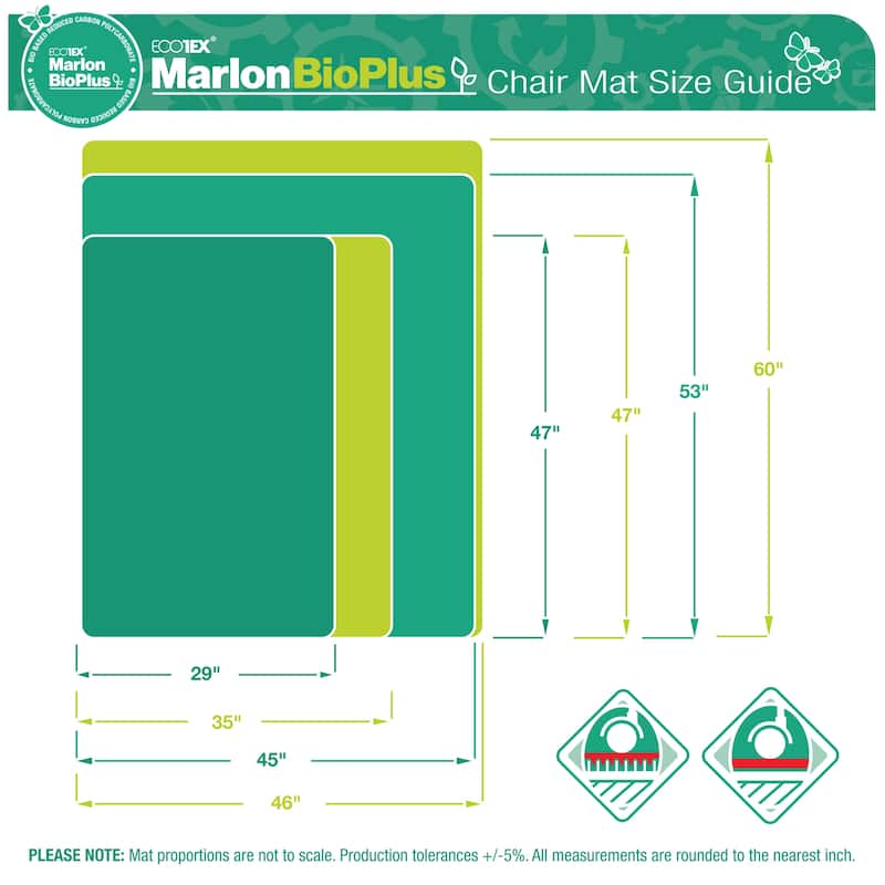 Floortex® Ecotex® BioPlus Eco Friendly Carbon Neutral Polycarbonate Chair Mat for Hard Floors - 29" x 47"