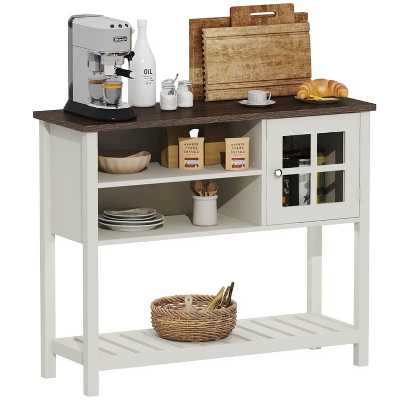 Farmhouse Coffee Bar Cabinet - 13.8"D x 39.3"W x 31.5"H - 13.8"D x 39.3"W x 31.5"H - White