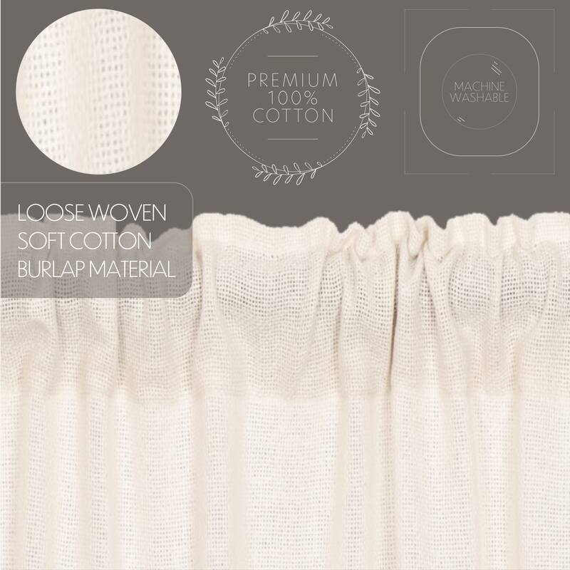 Farmhouse Curtains VHC Cotton Burlap Long Prairie Panel Pair Rod Pocket Solid Color - Prairie Panel 84x36 - Prairie Panel 84x36