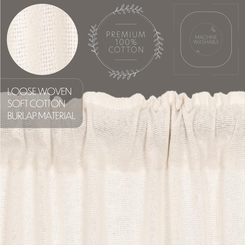 Farmhouse Kitchen Curtains VHC Cotton Burlap Natural Swag Pair Rod Pocket Solid Color - Swag 36x36x16 - Swag 36x36x16