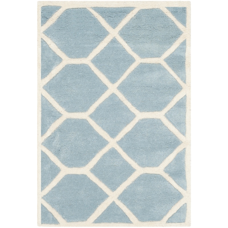 SAFAVIEH Handmade Chatham Urtza Modern Wool Rug - 2' x 3' - Blue/Ivory