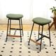 Set of 2 Soft Fabric Upholstered Counter Height Bar Stools - Green-26in